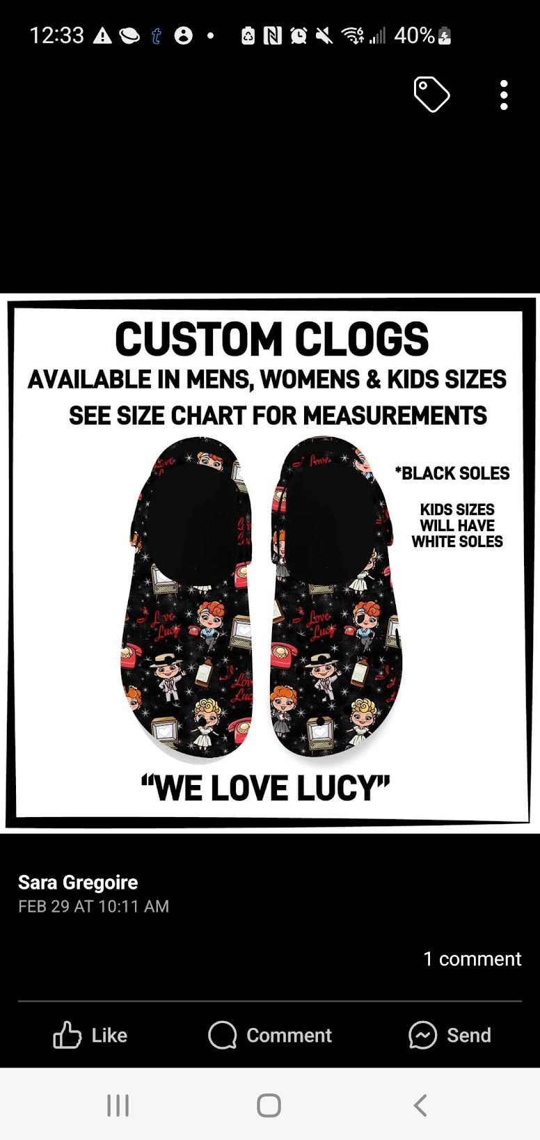 LUCY AND RICKY CARTOON CLOGS/CROCS