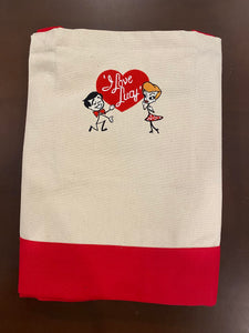 Lucy and Ricky in Heart Tote Bag