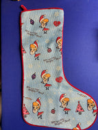 Blue print stocking for Christmas