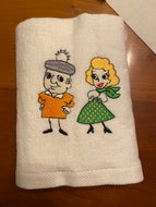 CLASSIC STICK FIGURE HAND TOWEL-CREAM