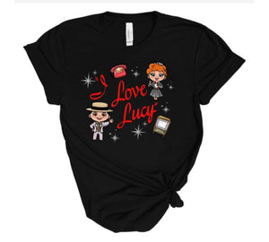 Lucy  and Ricky Cartoon T-Shirt - Black