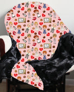Pink Cartoon Minky Blanket