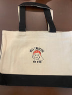 WILL EXERCISE FOR WINE TOTE BAG/BLACK