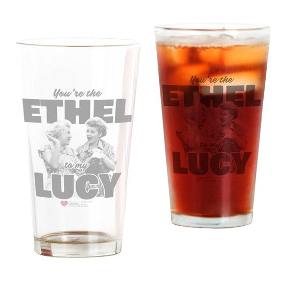 Ethel to Lucy Black and White Drinking Glass