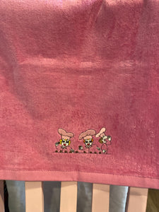 Candy Scene Hand Towel Dark Pink - Embroidered