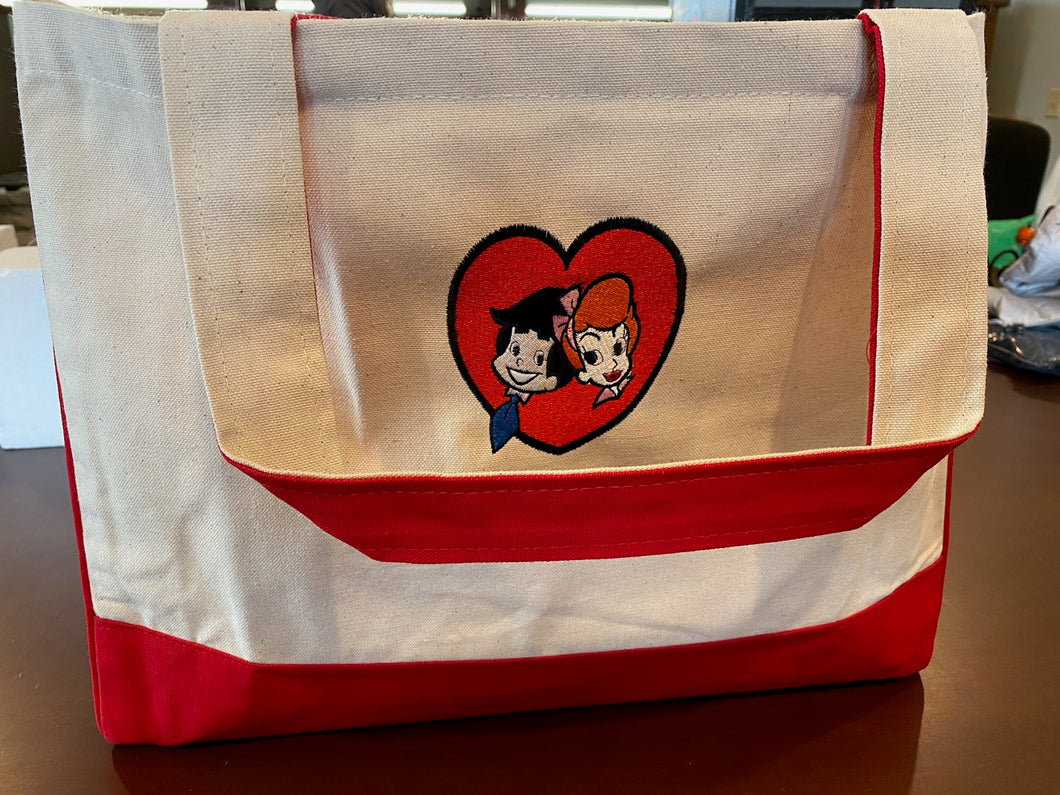 Lucy and Ricky in Heart Tote Bag