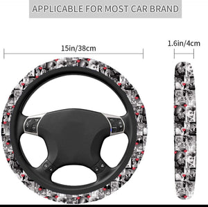 STEERING WHEEL COVER-BLACK AND WHITE